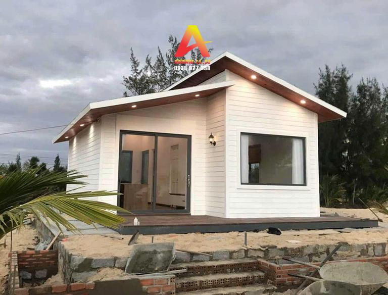 Thi công nhà ở lắp ghép cấp 4 ốp tường gạch hiện đại đơn vị thi công nhà lắp ghép